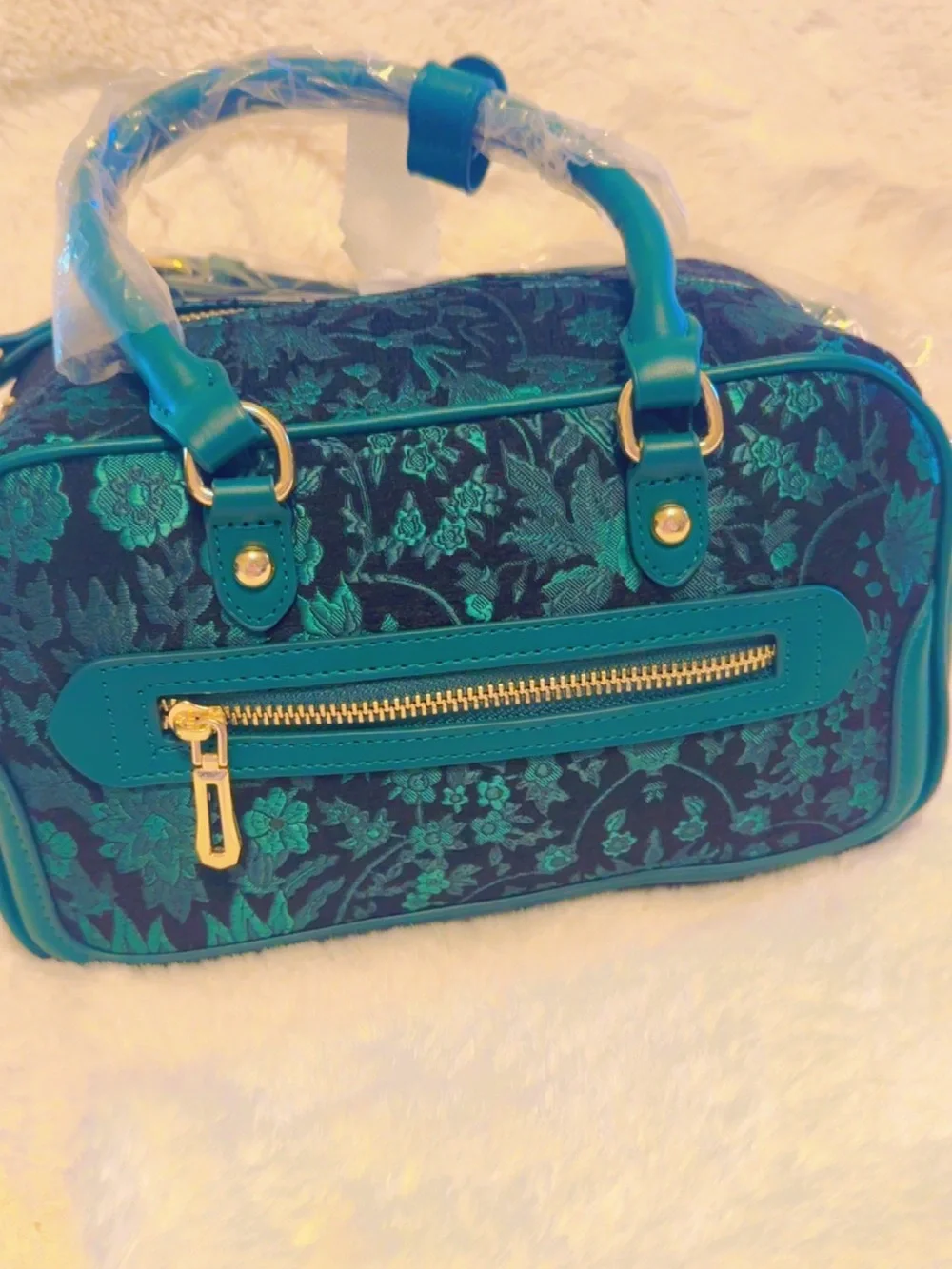 HER UNIVERSE Wicked Oz Green Floral Brocade Purse With Crossbody Strap NEW